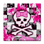 Pink Skull Scene Girl Tile Coaster