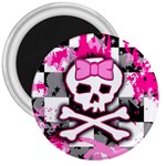 Pink Skull Scene Girl 3  Magnet