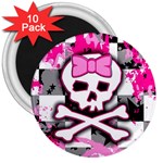 Pink Skull Scene Girl 3  Magnet (10 pack)