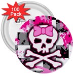 Pink Skull Scene Girl 3  Button (100 pack)