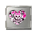 Pink Skull Scene Girl Mega Link Heart Italian Charm (18mm)