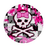 Pink Skull Scene Girl Round Ornament (Two Sides)