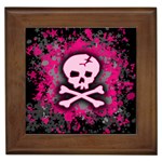 Pink Skull Star Splatter Framed Tile