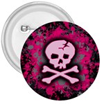 Pink Skull Star Splatter 3  Button