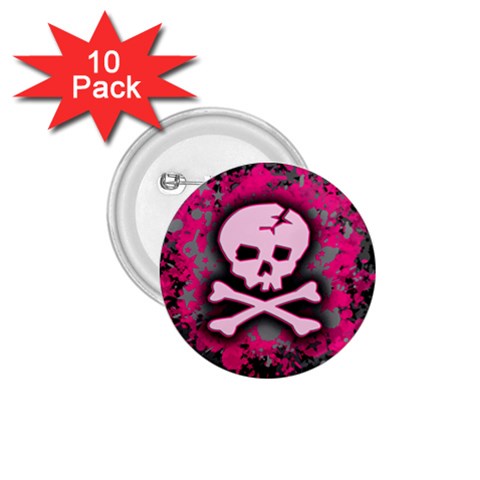 Pink Skull Star Splatter 1.75  Button (10 pack)  from UrbanLoad.com Front