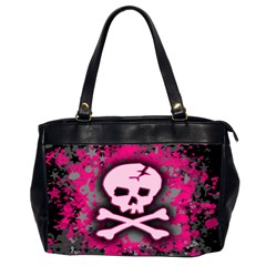 Pink Skull Star Splatter Oversize Office Handbag (Two Sides) from UrbanLoad.com Front