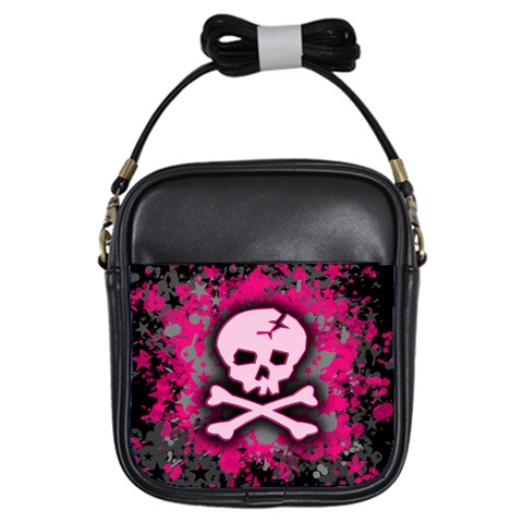 Pink Skull Star Splatter Girls Sling Bag from UrbanLoad.com Front