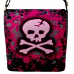 Pink Skull Star Splatter Flap closure messenger bag (Small)