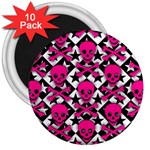 Pink Skulls & Stars 3  Magnet (10 pack)
