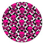 Pink Skulls & Stars Magnet 5  (Round)