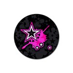 Pink Star Design Rubber Round Coaster (4 pack)