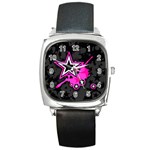 Pink Star Design Square Metal Watch