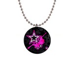 Pink Star Design 1  Button Necklace