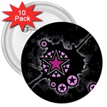 Pink Star Explosion 3  Button (10 pack)