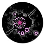 Pink Star Explosion Magnet 5  (Round)