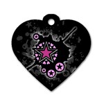 Pink Star Explosion Dog Tag Heart (Two Sides)