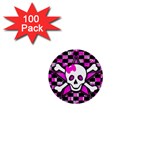 Pink Star Skull 1  Mini Button (100 pack) 