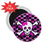 Pink Star Skull 2.25  Magnet (10 pack)