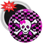 Pink Star Skull 3  Magnet (10 pack)