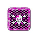 Pink Star Skull Rubber Coaster (Square)