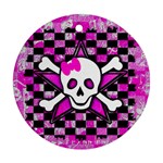 Pink Star Skull Round Ornament (Two Sides)