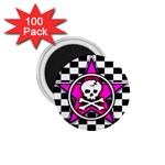 Pink Star Skull Checker 1.75  Magnet (100 pack) 