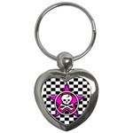 Pink Star Skull Checker Key Chain (Heart)