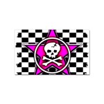 Pink Star Skull Checker Sticker (Rectangular)