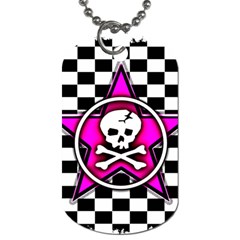 Pink Star Skull Checker Dog Tag (Two Sides) from UrbanLoad.com Front