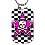 Pink Star Skull Checker Dog Tag (Two Sides)