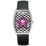 Pink Star Skull Checker Barrel Style Metal Watch