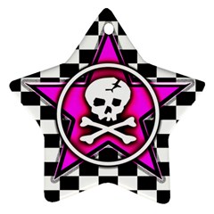 Pink Star Skull Checker Star Ornament (Two Sides) from UrbanLoad.com Back