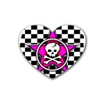 Pink Star Skull Checker Rubber Coaster (Heart)