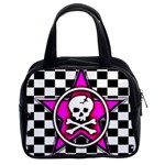 Pink Star Skull Checker Classic Handbag (Two Sides)