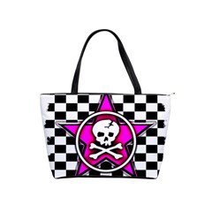 Pink Star Skull Checker Classic Shoulder Handbag from UrbanLoad.com Front