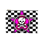 Pink Star Skull Checker Cosmetic Bag (Large)