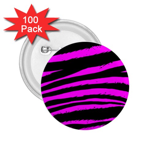 Pink Zebra 2.25  Button (100 pack) from UrbanLoad.com Front