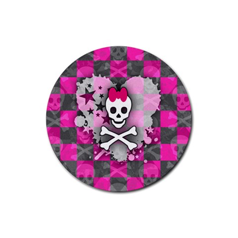 Princess Skull Heart Rubber Coaster (Round) from UrbanLoad.com Front