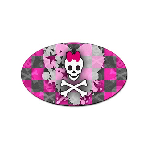 Princess Skull Heart Sticker Oval (10 pack) from UrbanLoad.com Front