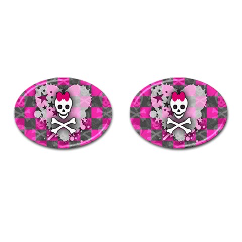 Princess Skull Heart Cufflinks (Oval) from UrbanLoad.com Front(Pair)