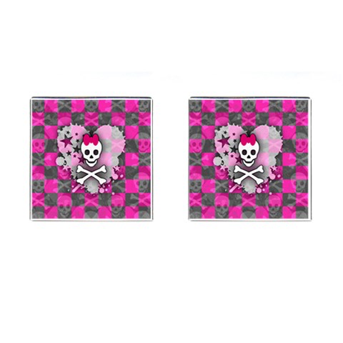 Princess Skull Heart Cufflinks (Square) from UrbanLoad.com Front(Pair)