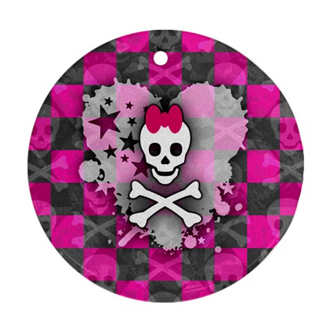 Princess Skull Heart Round Ornament (Two Sides) from UrbanLoad.com Front