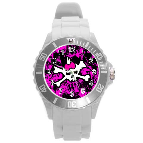 Punk Skull Princess Round Plastic Sport Watch Large from UrbanLoad.com Front
