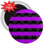 Purple Goth Skulls  3  Magnet (10 pack)