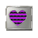 Purple Goth Skulls  Mega Link Heart Italian Charm (18mm)