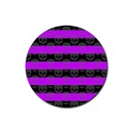 Purple Goth Skulls  Rubber Coaster (Round)