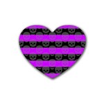 Purple Goth Skulls  Rubber Coaster (Heart)