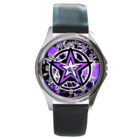 Purple Star Round Metal Watch from UrbanLoad.com Front