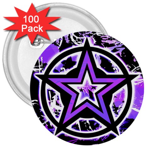 Purple Star 3  Button (100 pack) from UrbanLoad.com Front