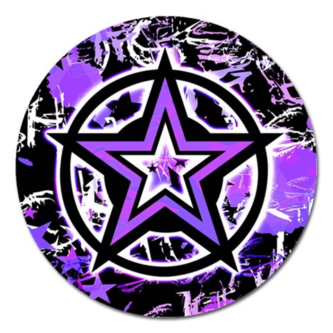 Purple Star Magnet 5  (Round) from UrbanLoad.com Front